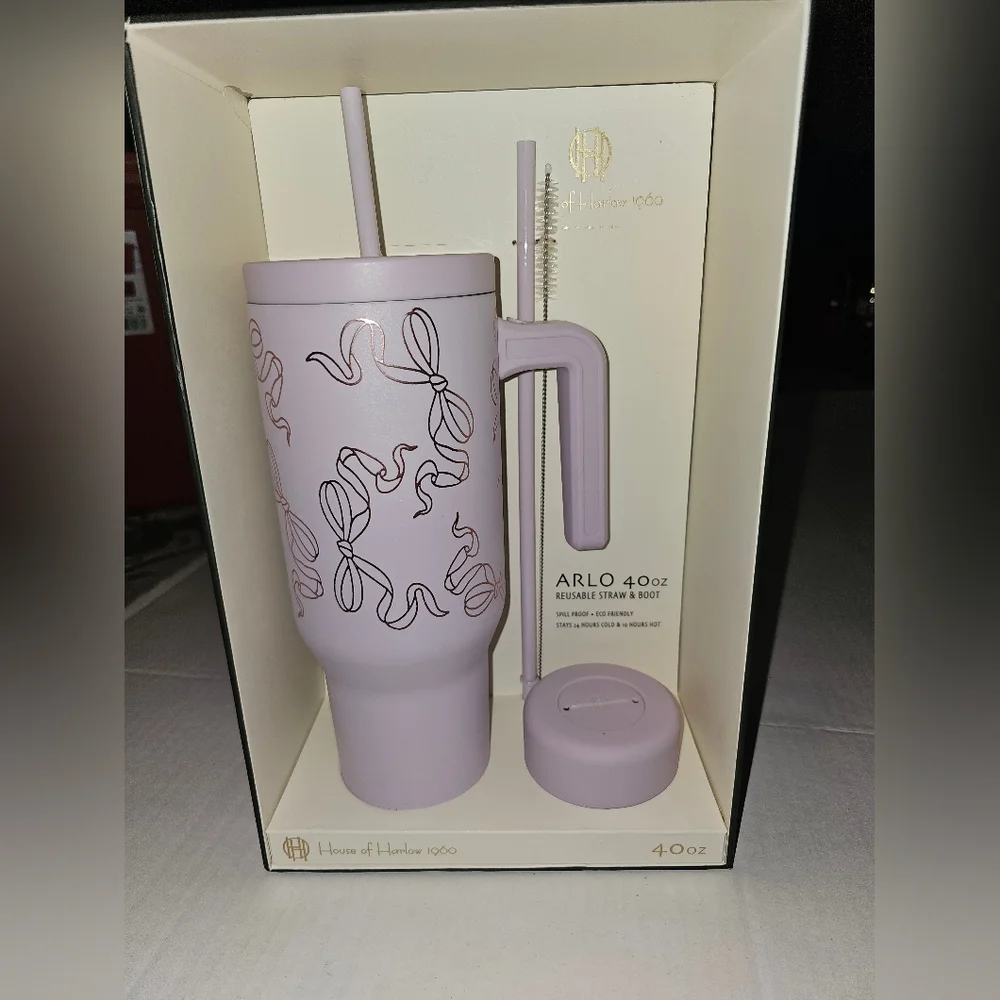 House of‎ Harlow 40oz ARLO Coquette Tumbler BOW BOWS Purple New
